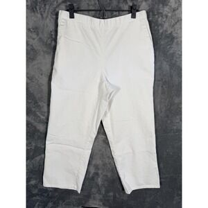 Alfred Dunner Womens Cropped Pants 14 White Elastic Waist Pull On Stretch Cotton